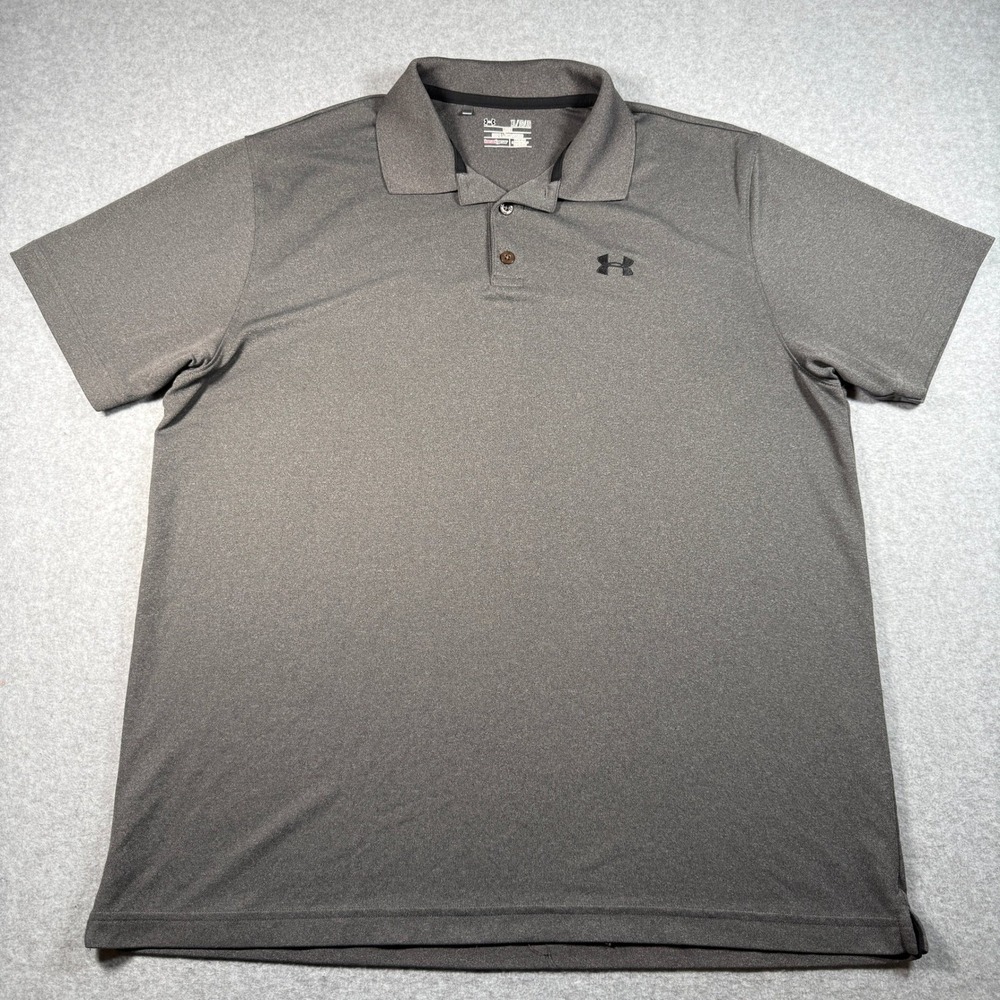 Under Armour HeatGear Polo Men's XL Heather Gray Loose Fit Golf Shirt